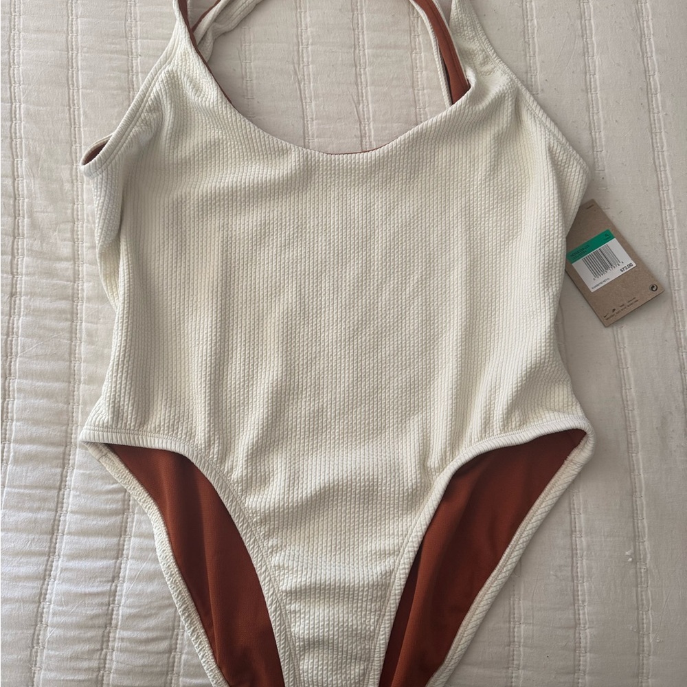 Nike Cream and Brown Women's One Piece Swimsuit